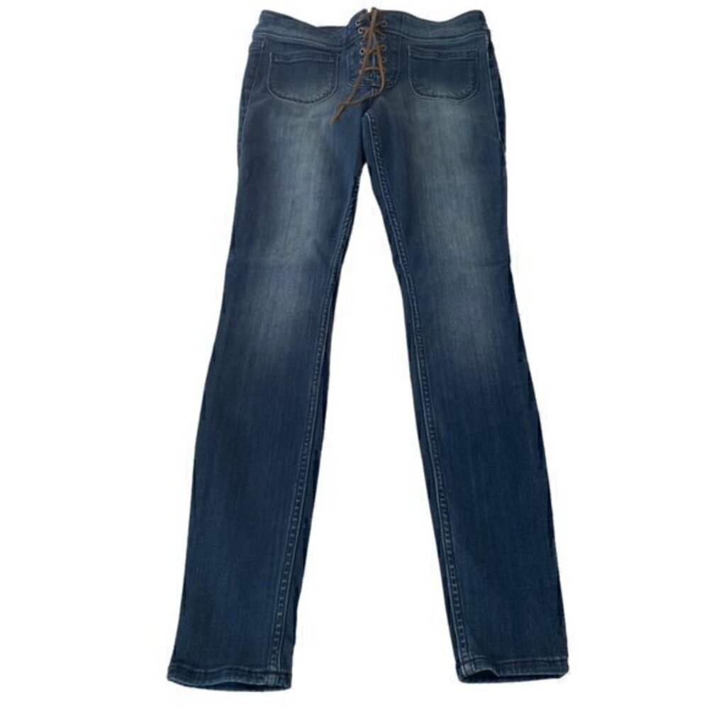 Hollister Women Jeans Blue Lace Up Closure Stretch Skinny 4 Pockets Size W27/5